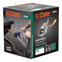 Hand Crank Winch With 15' Strap & Bow Loop (900 Lbs 6.5" Handle)