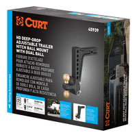 HD Deep-Drop Adjustable Hitch Ball Mount With Dual Ball 2-1/2" Shank 20K