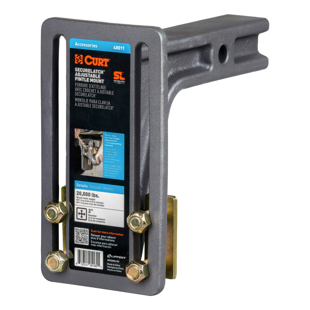 SecureLatch Adjustable Pintle Mount (2" Shank 20000 Lbs.)