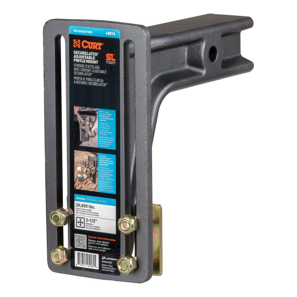 SecureLatch Adjustable Pintle Mount (2-1/2" Shank 20000 Lbs.)