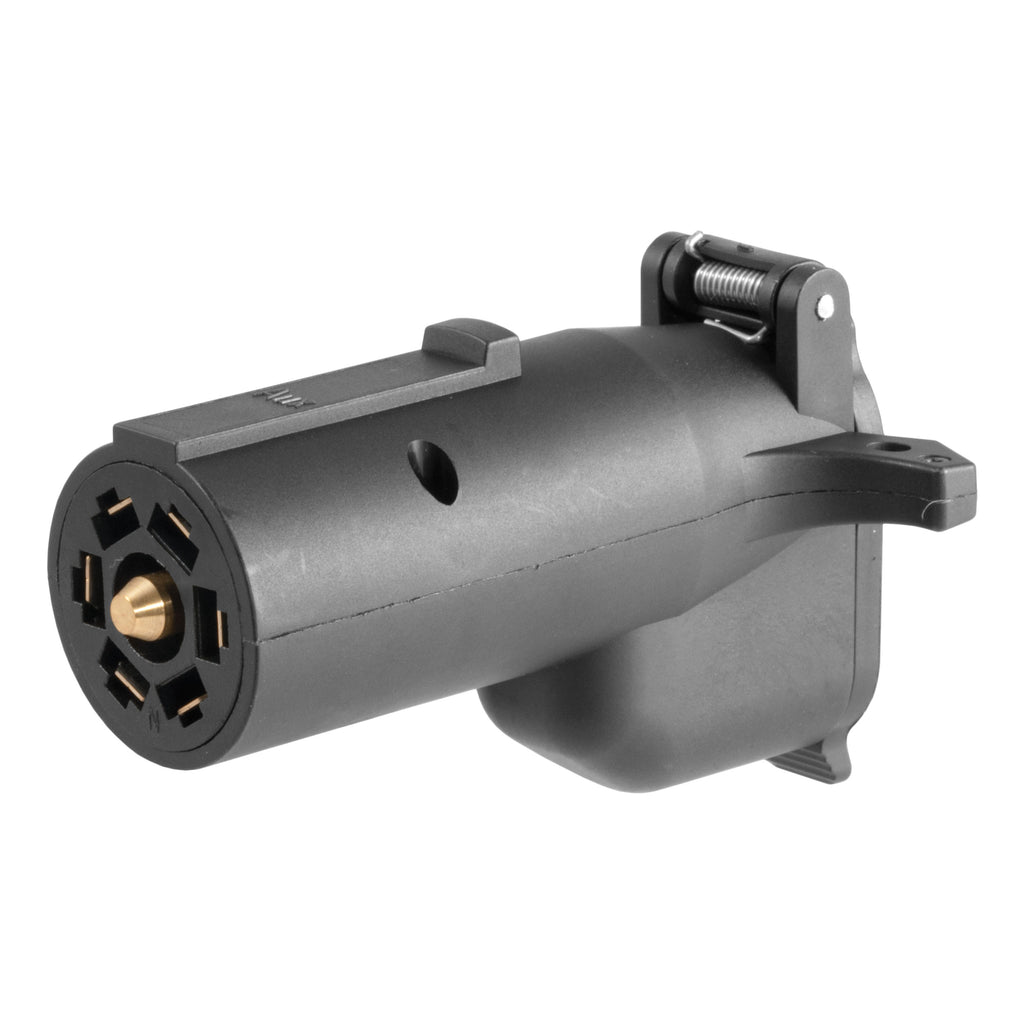 Adapter With Alarm (7-Way RV Blade To 6-Way Round Trailer Center Pin Auxiliary)