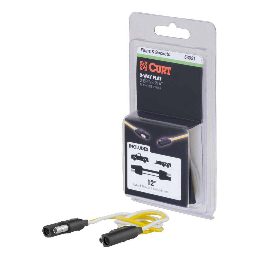 2-Way Flat Connector Plug & Socket With 12" Wires (Packaged)