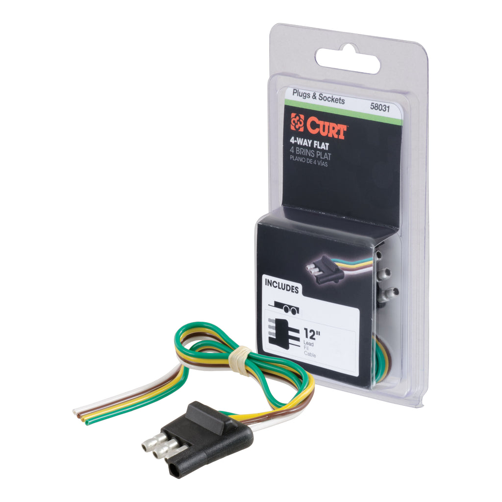 4-Way Flat Connector Plug With 12" Wires (Trailer Side Packaged)