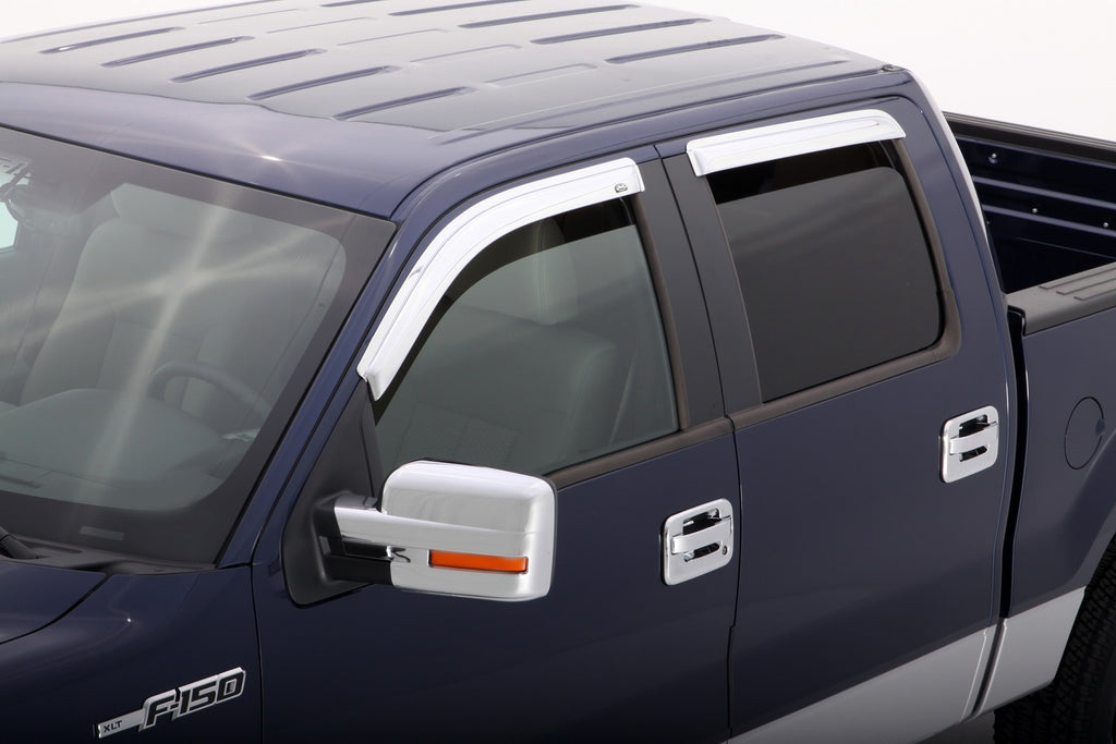 Auto Ventshade 684155 Chrome Ventvisor Side Window Deflector 4-Piece Set For 2009-2014 Ford F-150 SuperCrew Also Fits 2010-2014 Raptor SuperCrew