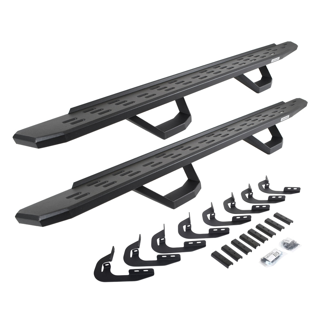 Go Rhino 6960588020PC - RB30 Running Boards With Mounting Brackets & 2 Pairs Of Drops Steps Kit - Textured Black