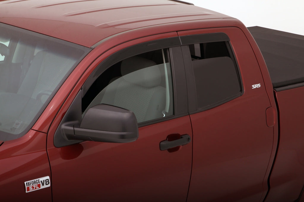 Auto Ventshade 894015 Low Profile Dark Smoke Ventvisor Side Window Deflector 4-Piece Set For 2007-2021 Toyota Tundra Double Cab