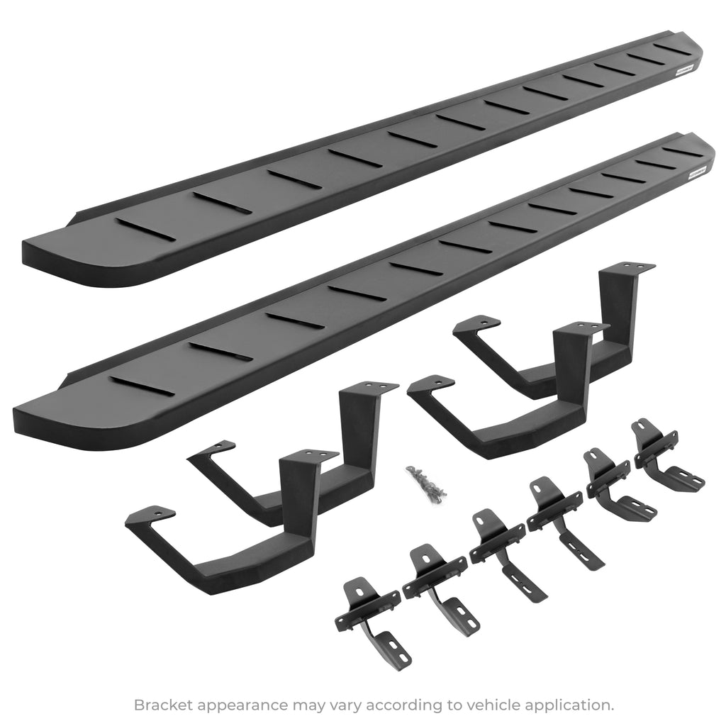 Go Rhino - 6340488020PC - RB10 Running Boards With Mounting Brackets & 2 Pairs Of Drop Steps Kit - Textured Black