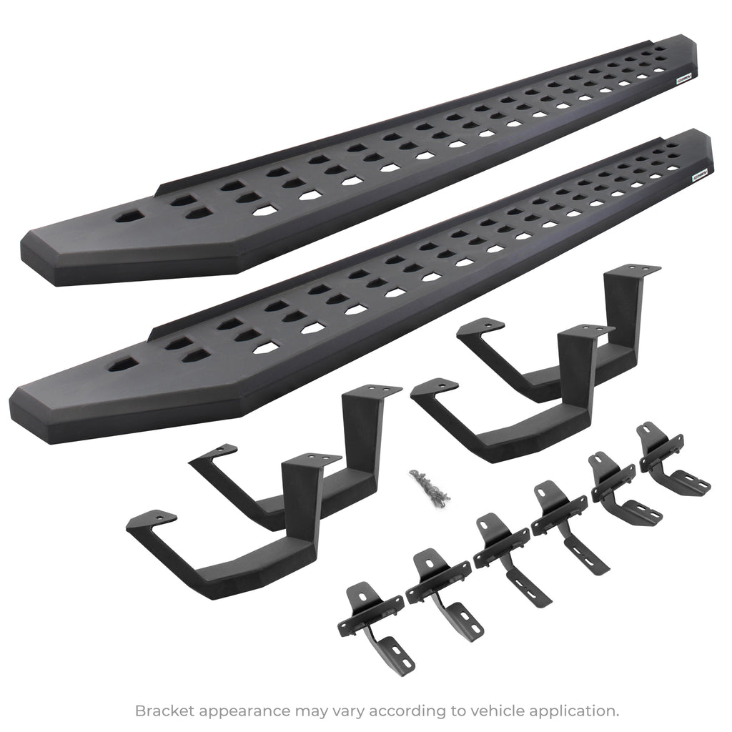 Go Rhino - 6943068020PC - RB20 Running Boards With Mounting Brackets & 2 Pairs Of Drop Steps Kit - Textured Black