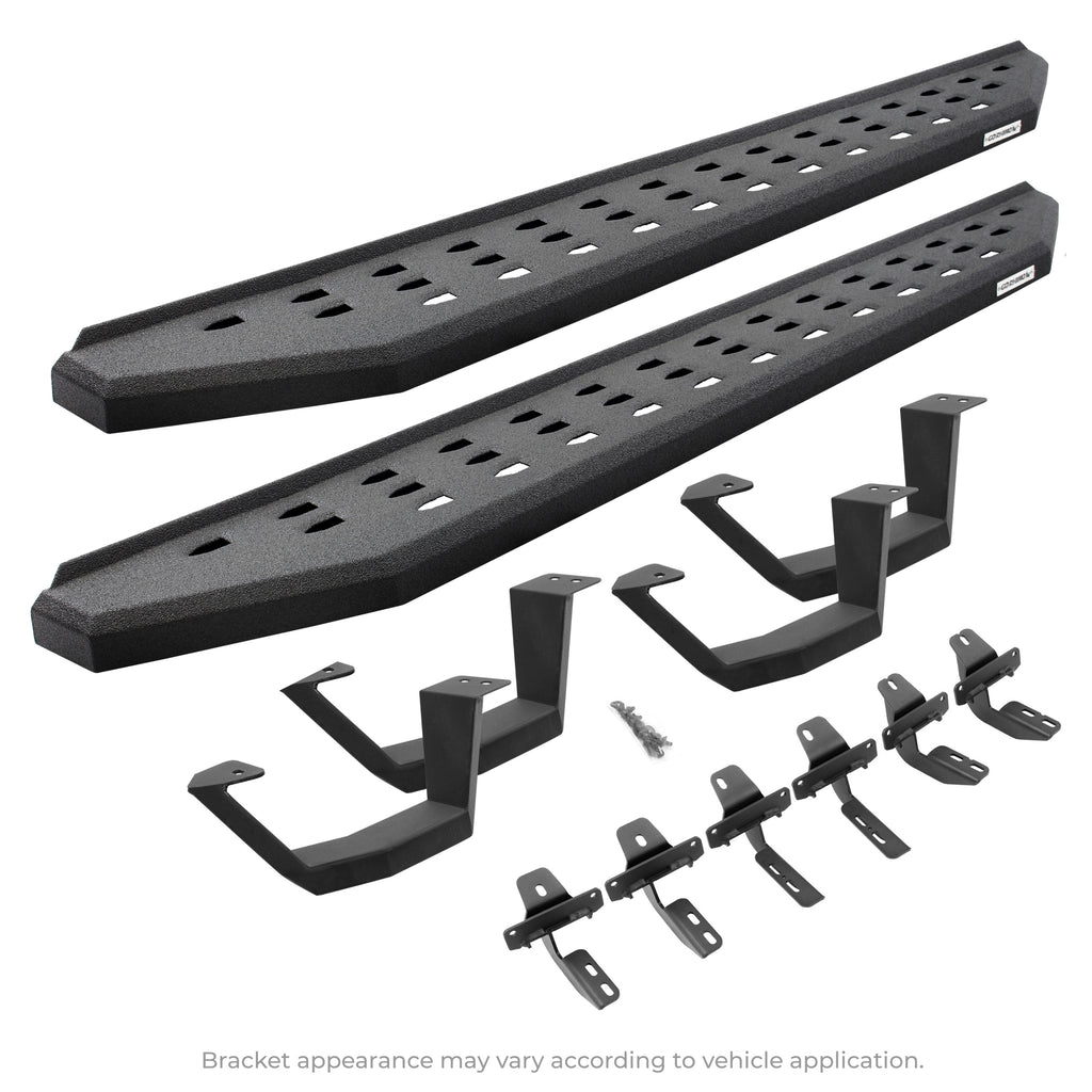Go Rhino - 6940488020T - RB20 Running Boards With Mounting Brackets & 2 Pairs Of Drop Steps Kit - Protective Bedliner Coating