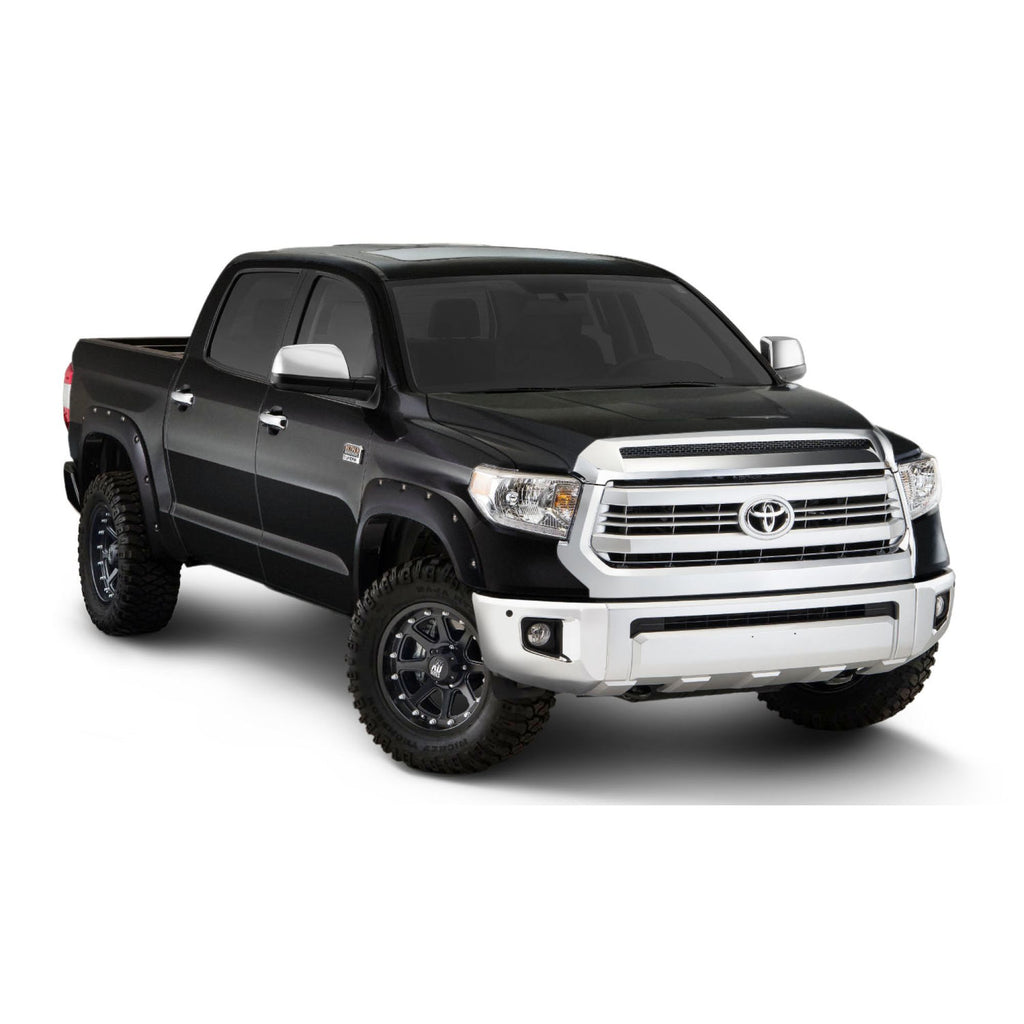 Bushwacker 30918-43 Pocket/Rivet Style Color Matched Midnight Black Metallic 4-Piece Fender Flare Set for 2017-2021 Toyota Tundra must remove mudflaps