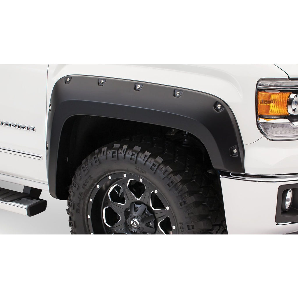 Bushwacker 40147-02 Black Pocket/Rivet Style Smooth Finish Front Fender Flares for 2019 GMC Sierra 1500 Limited 2014-2018 GMC Sierra 1500
