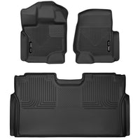 Husky Liners 53498 | Husky Liners Front & 2nd Seat Floor Liners, Fits 15-C F150 CREW X-ACT CONTOUR SERIES BLACK FRONT & 2ND ROW FLOOR LINERS