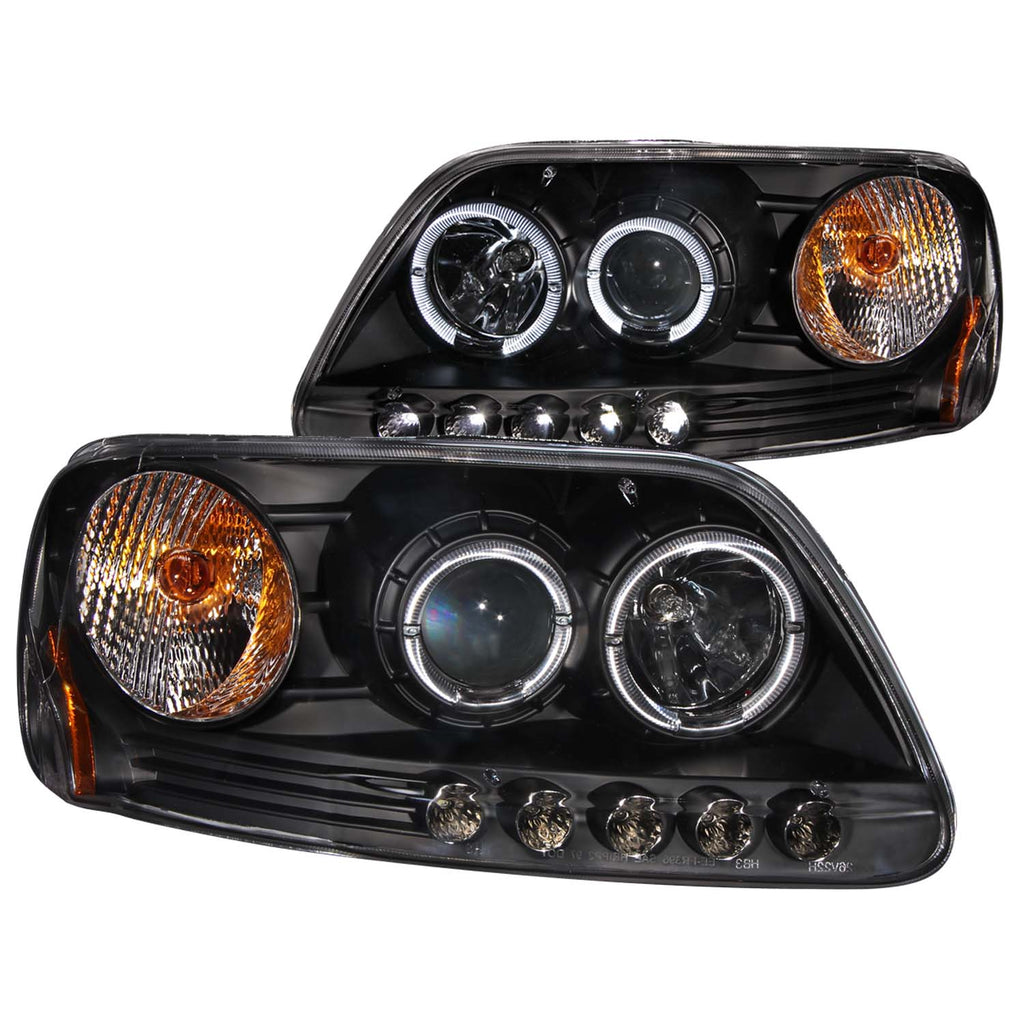 ANZO USA-111031 | Projector Headlight Set w/Halo; Clear Lens; Black Housing;Pair w/1 pc. LED;