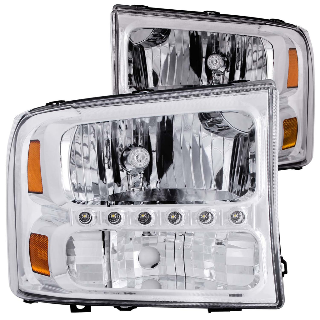 ANZO USA-111088 | Crystal Headlight Set; Clear Lens; Chrome Housing;Pair w/1 pc. LED; Not For Use w/Sealed Beam Headlights;