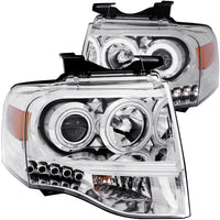 ANZO USA-111114 | Projector Headlight Set w/Halo; Clear Lens; Chrome Housing;Pair