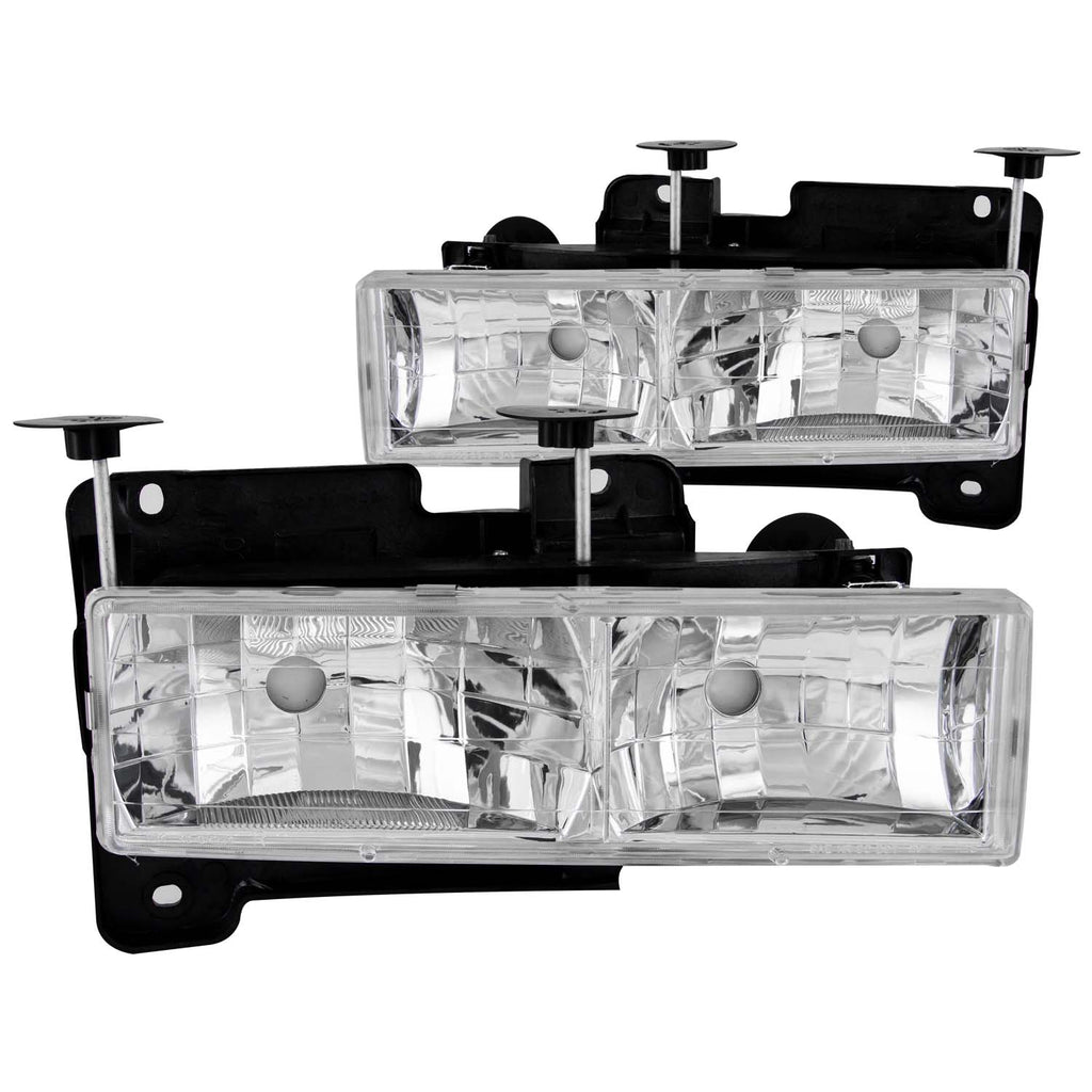 ANZO USA-111136 | Crystal Headlight Set; Clear Lens; Chrome Housing;Pair w/o Bulbs; Not For Use w/Sealed Beam Headlights;