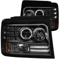 ANZO USA-111184 | Projector Headlight Set w/Halo; Clear Lens; Black Housing;Pair w/Side Marker And Parking Lights;