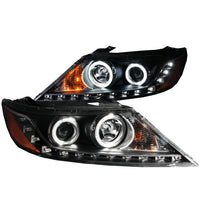 ANZO USA-111248 | Projector Headlight Set w/Halo; Clear Lens; Black Housing;Pair CCFL;