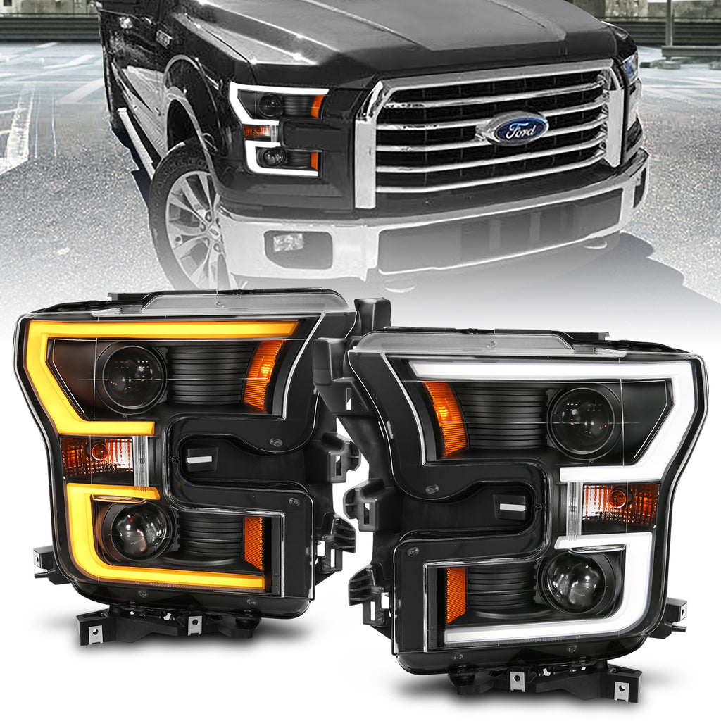 ANZO USA-111357 | Projector Headlights w/ Plank Style Switchback Black w/ Amber