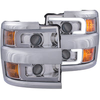 ANZO USA-111366 | Projector Headlight Set; Clear Lens; Plank Style Switchback; Chrome Housing; w/Amber Black Trim;Pair
