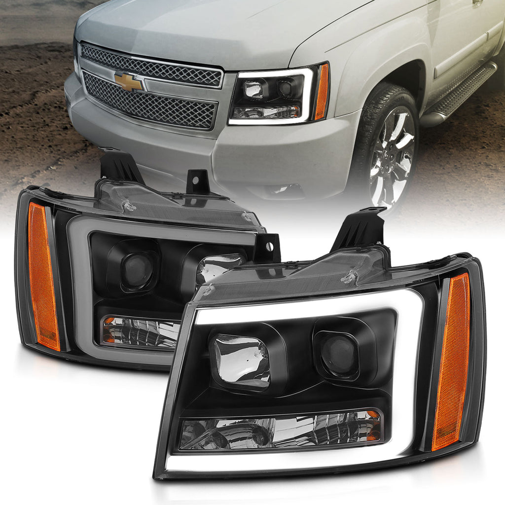 ANZO USA-111402 | Projector Headlights w/ Plank Style Switchback Black w/ Amber
