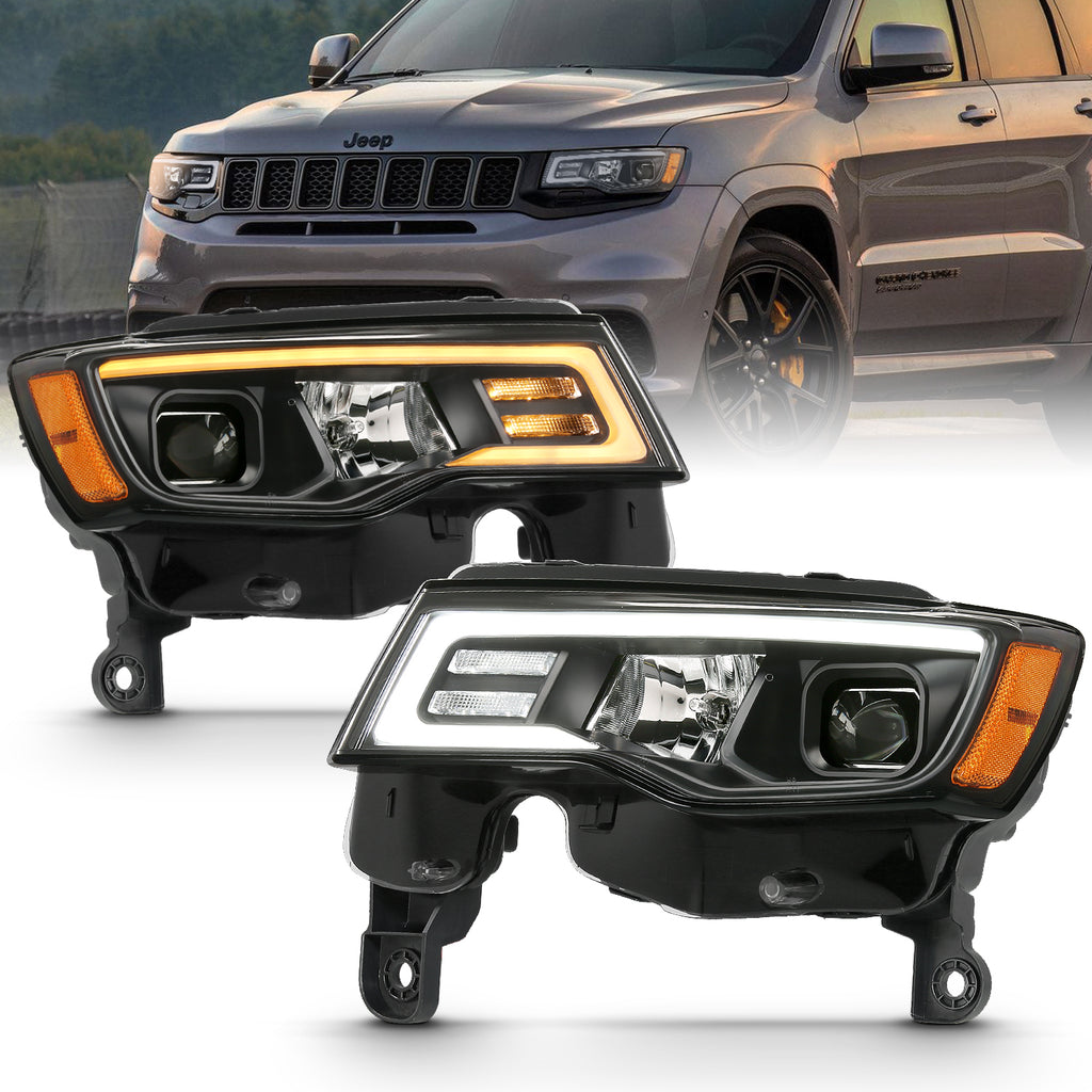 ANZO USA-111418 | Projector Headlights w/ Plank Style Switchback Black w/ Amber