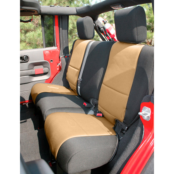 Rugged Ridge 13265.04 | Neoprene Rear Seat Cover, Black and Tan; 07-16 Jeep Wrangler JK