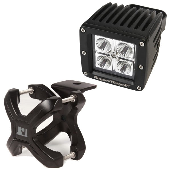 Rugged Ridge 15210.01 | X-Clamp and Square LED Light Kit, Large, Black, 1 Piece