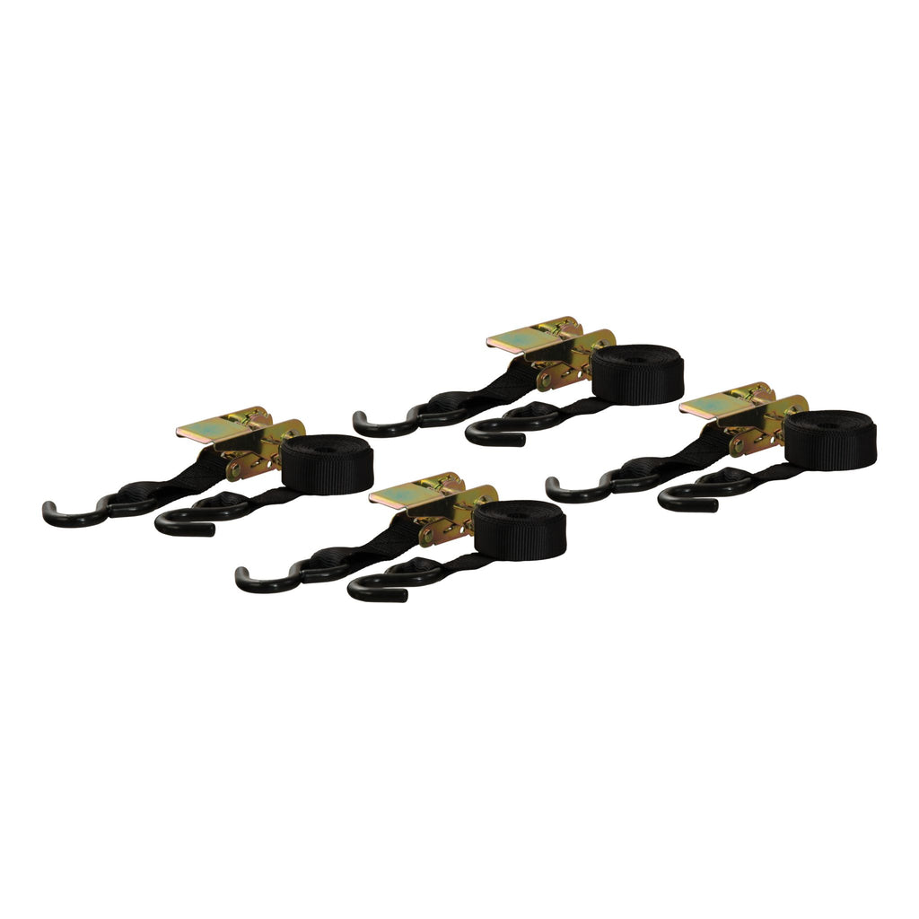 16' Black Cargo Straps with S-Hooks (500 lbs 4-Pack)