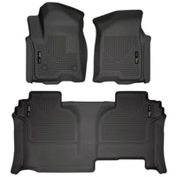 Husky Liners 94031 | Husky Liners Front & 2nd Seat Floor Liners; Front & 2nd Seat Floor Liners, Fits 19-C SILVERADO/SIERRA 1500 DOUBLE CAB FRONT & 2ND SEAT FLOOR LINERS WEATHERBEATER SERIES BLACK