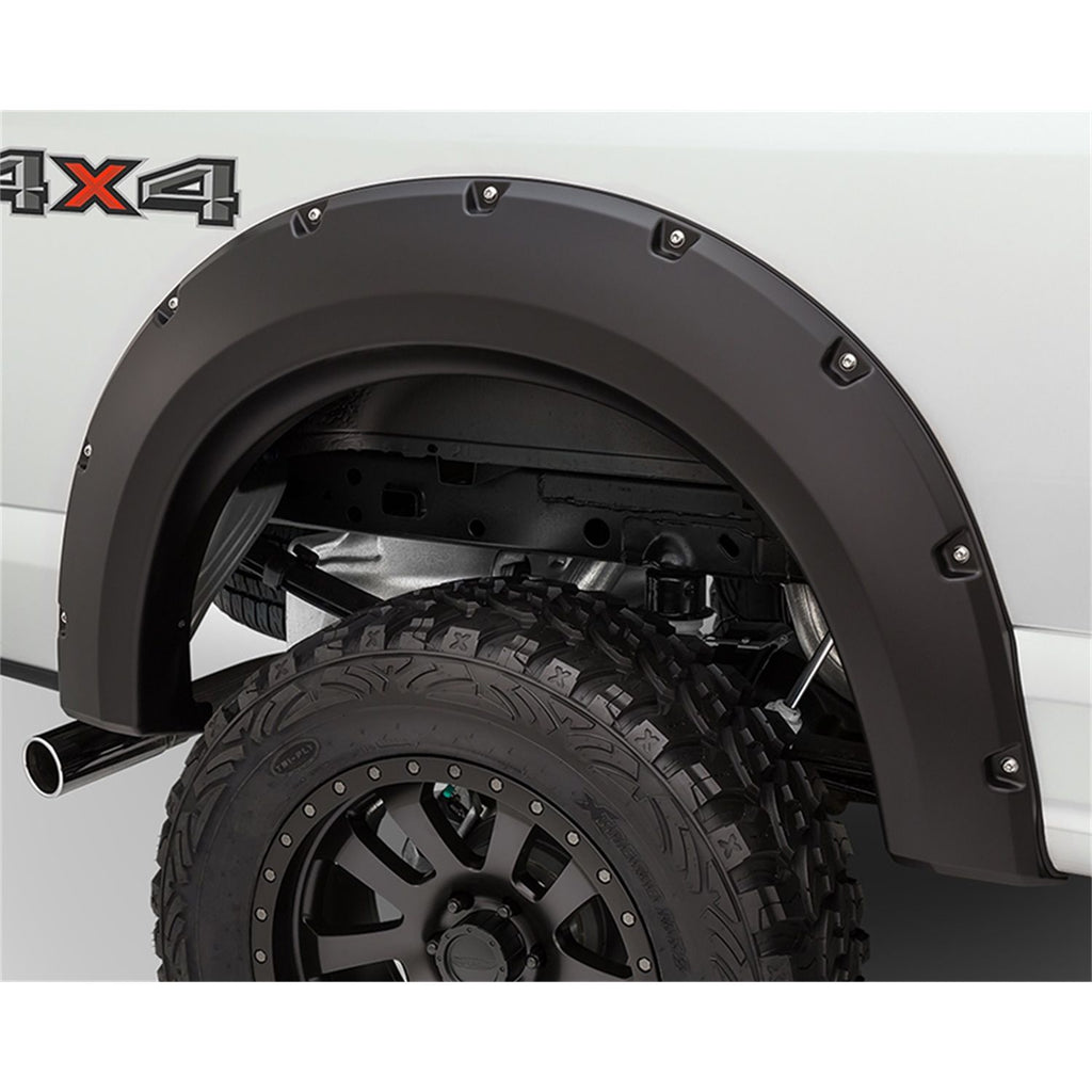 Bushwacker 40098-02 Black Max Coverage Pocket/Rivet Style Smooth Finish Rear Fender Flares for 2019 Chevrolet Silverado 1500 LD 2014-2018 Silverado 1500 2015-2019 Silverado 2500 HD/3500 HD (Excludes Dually); Fits 78.8/97.8 In. Bed