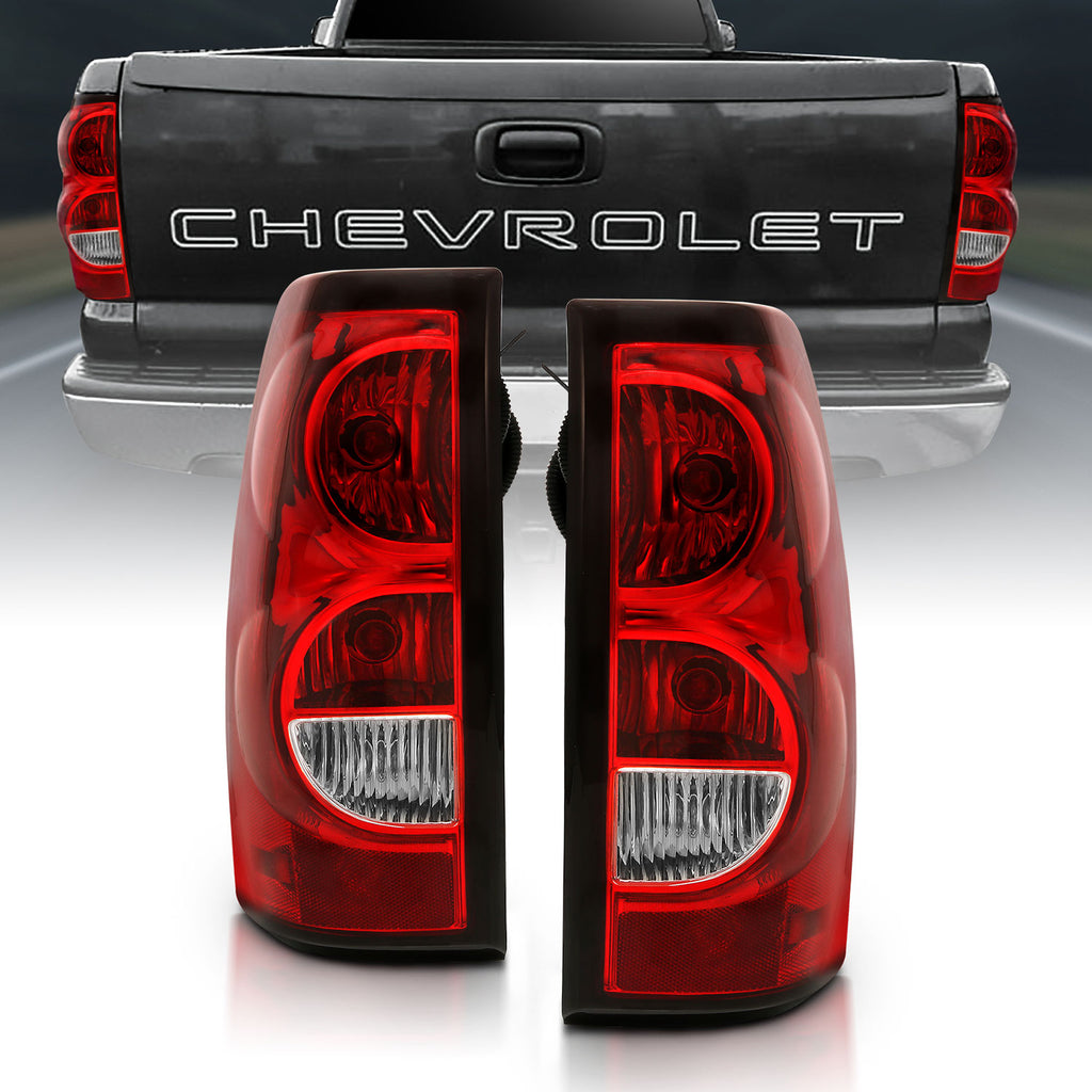 ANZO USA-311302 | Tail Light Assembly; Chrome Housing; Red/Clear Lens; Pair