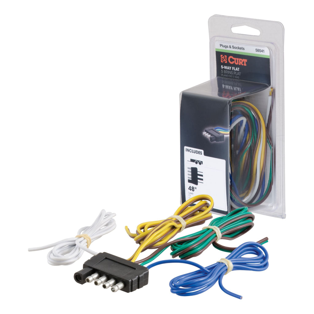 5-Way Flat Connector Plug with 48" Wires (Trailer Side Packaged)