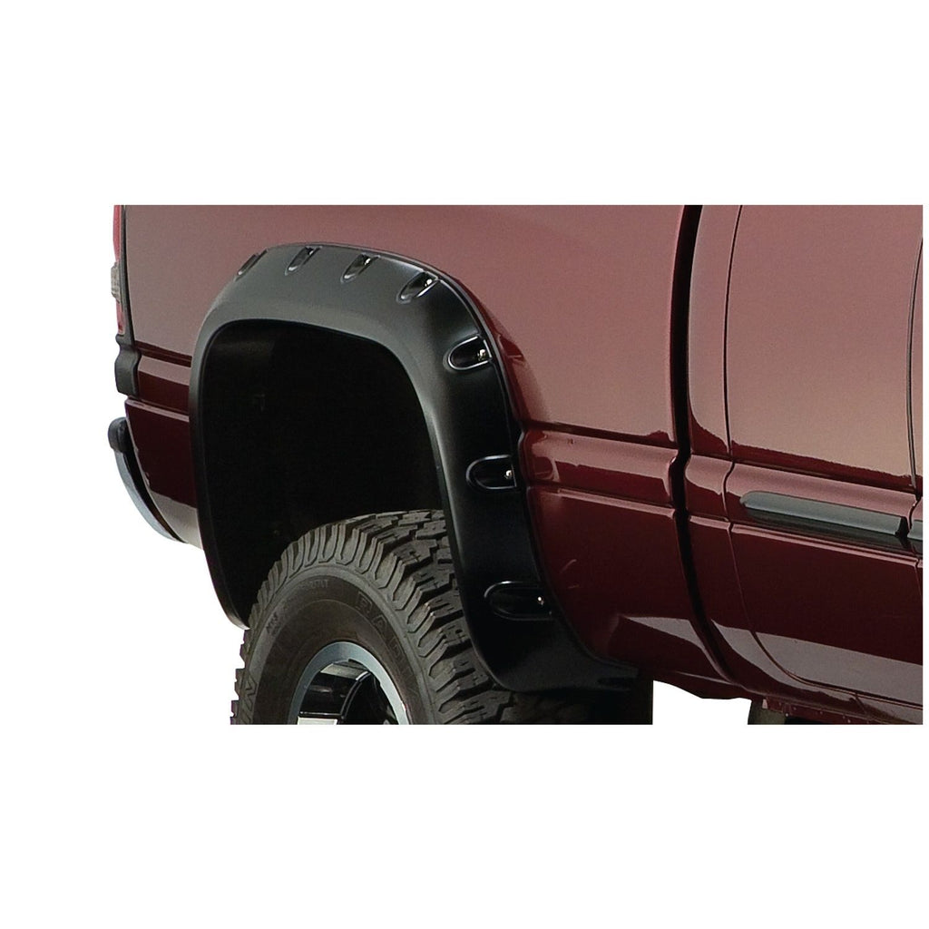 Bushwacker 50030-02 Black Pocket/Rivet Style Smooth Finish Rear Fender Flares for 1994-2001 Dodge Ram 1500; 1994-2002 Ram 2500 3500