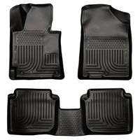Husky Liners 98891 | Husky Liners Front & 2nd Seat Floor Liners, Fits 11-13 ELANTRA CUSTOM MOLDED FRONT/2ND SEAT FLOOR LINERS BLACK