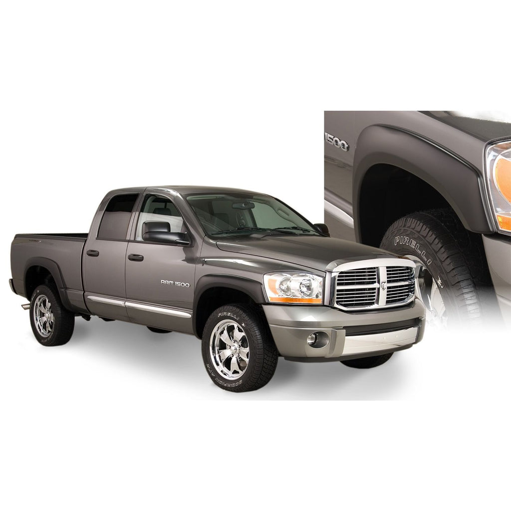 Bushwacker 50909-02 Black OE-Style Smooth Finish 4-Piece Fender Flare Set for 2002-2008 Dodge Ram 1500; 2003-2009 Ram 2500 3500; Fits 97.9/98.3 In. Bed