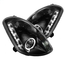 ( Spyder ) - Projector Headlights - Halogen Model Only ( Not Compatible With Xenon/HID Model ) - LED Halo - DRL - Black - High H4 (Included) - Low H1 (Included)