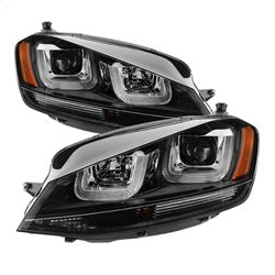 ( Spyder ) - Projector Headlights - DRL LED - Black Stripe - Black