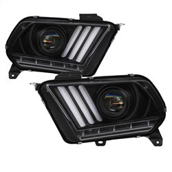 ( Spyder ) - Light Bar Projector Headlights - LED Sequential Turn Signals - Black