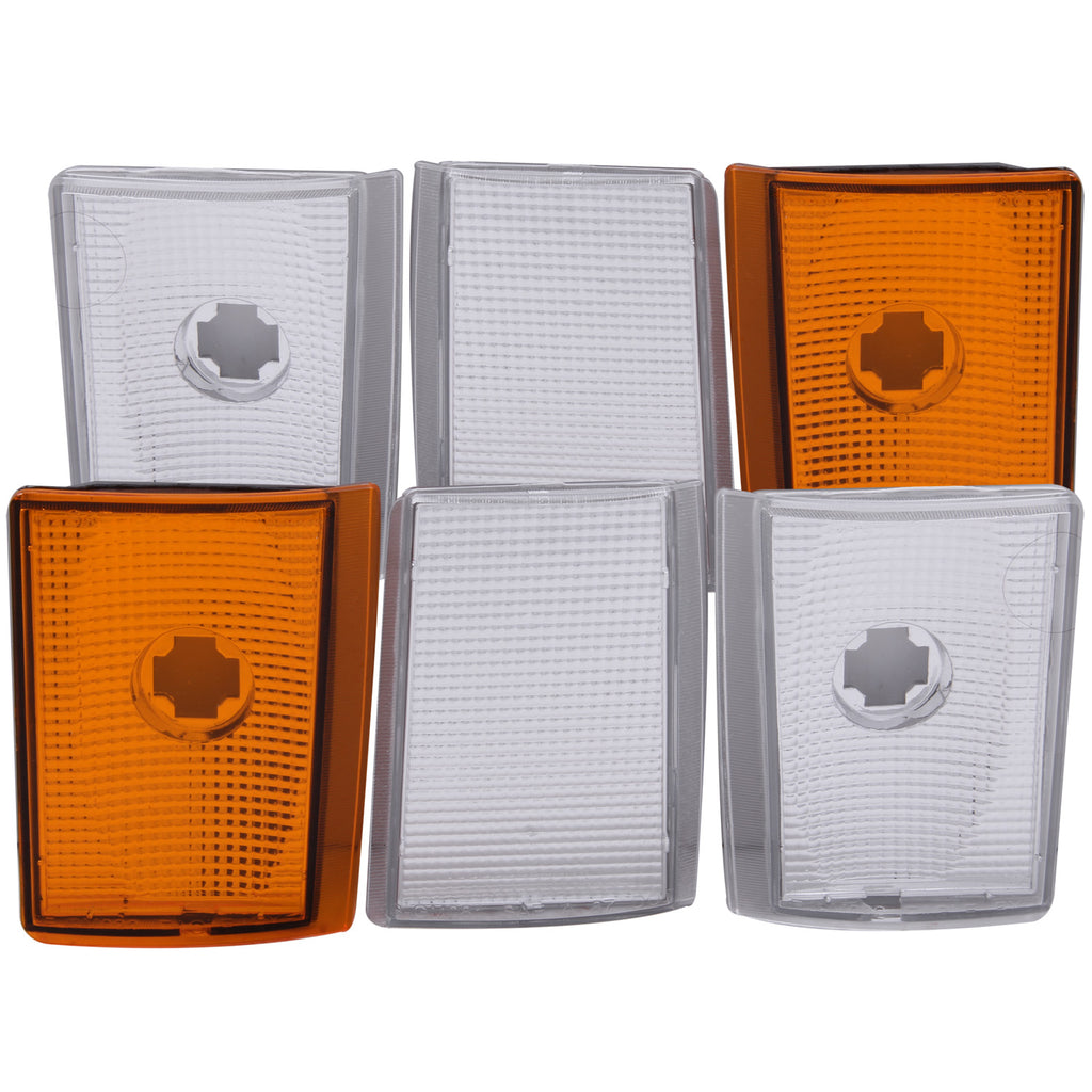 ANZO USA-521032 | Cornering Light Assembly; Euro; 4 Crystal Chrome/2 Crystal Amber; 6 pc.;Pair