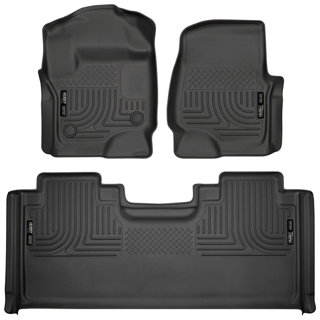 Husky Liners 94071 | Husky Liners Front & 2nd Seat Floor Liners; Front & 2nd Seat Floor Liners, Fits 17-C F250/F350/F450 SUPER DUTY SUPERCAB FRONT & 2ND SEAT FLOOR LINERS WEATHERBEATER SERIES BLACK