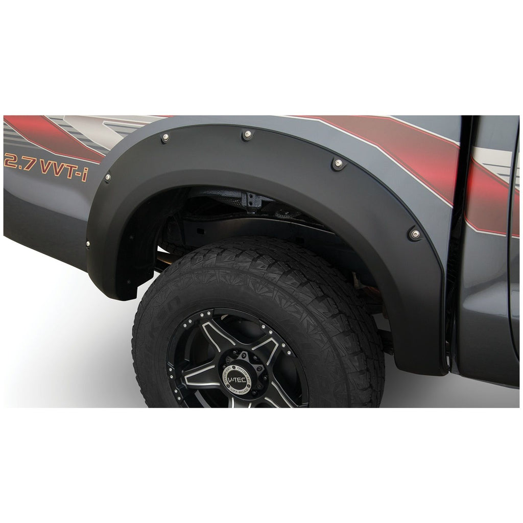 Bushwacker 31082-02 Black Pocket/Rivet Style Smooth Finish Rear Fender Flares for 2011-2013 Toyota Hilux