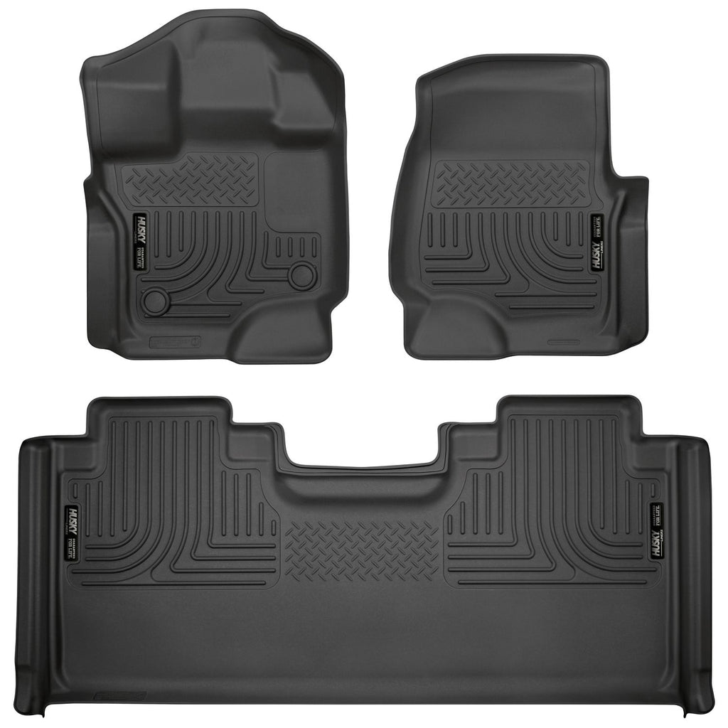 Husky Liners 94051 | Husky Liners Front & 2nd Seat Floor Liners; Front & 2nd Seat Floor Liners, Fits 15-C F150 SUPERCAB FRONT & 2ND SEAT FLOOR LINERS WEATHERBEATER SERIES BLACK