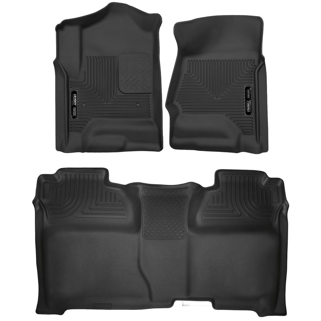 Husky Liners 53908 | Husky Liners Front & 2nd Seat Floor Liners, Fits 14-19 SILVERADO/SIERRA 1500/2500/3500 FRONT AND REAR FLOOR LINERS BLACK