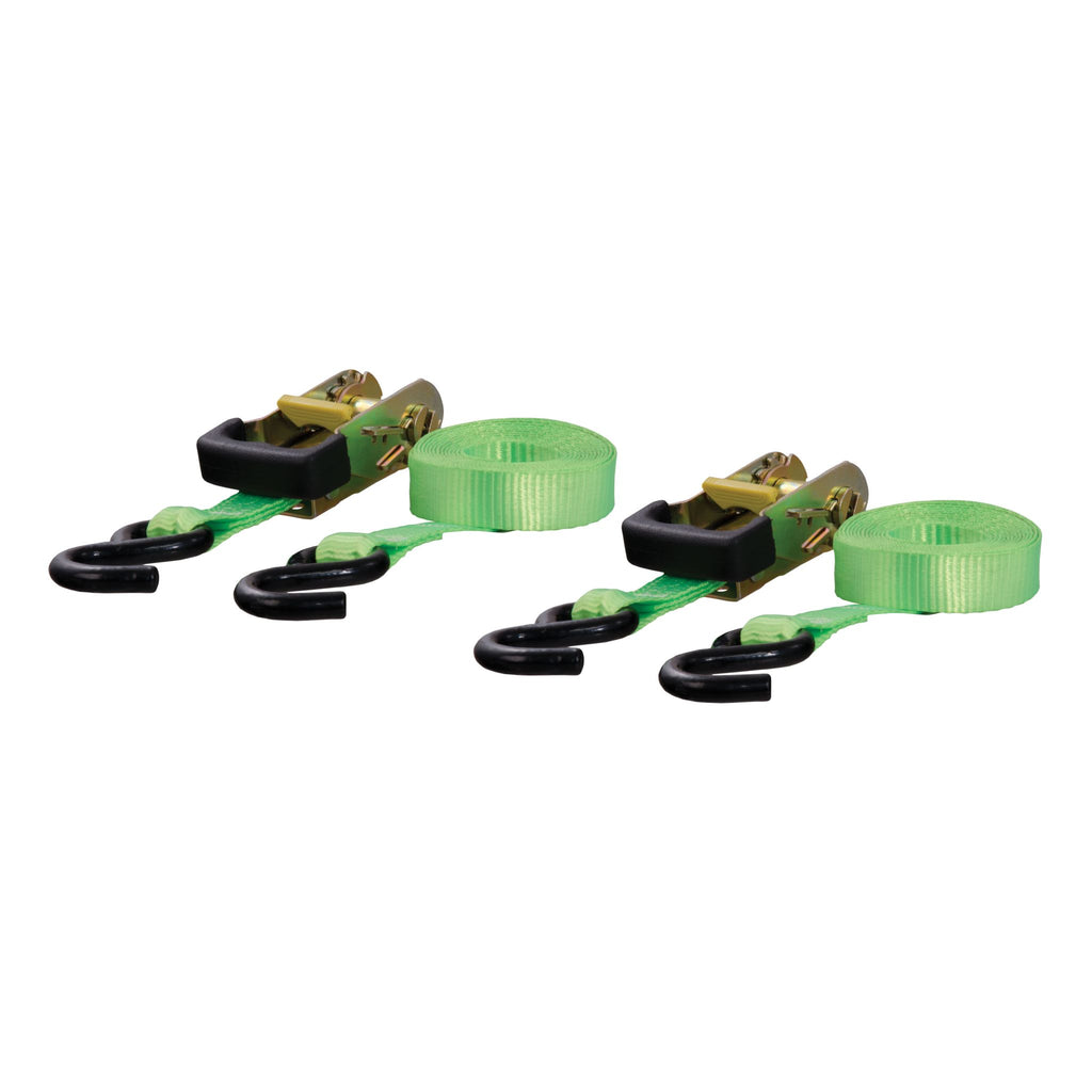 16' Lime Green Cargo Straps with S-Hooks (1100 lbs 2-Pack)