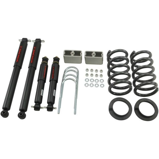 BELLTECH 627ND LOWERING KITS  Front And Rear Complete Kit W/ Nitro Drop 2 Shocks 1998-2003 Chevrolet Blazer/Jimmy 6 cyl. (except Extreme) 2 in. or 3 in. F/3 in. R drop W/ Nitro Drop II Shocks