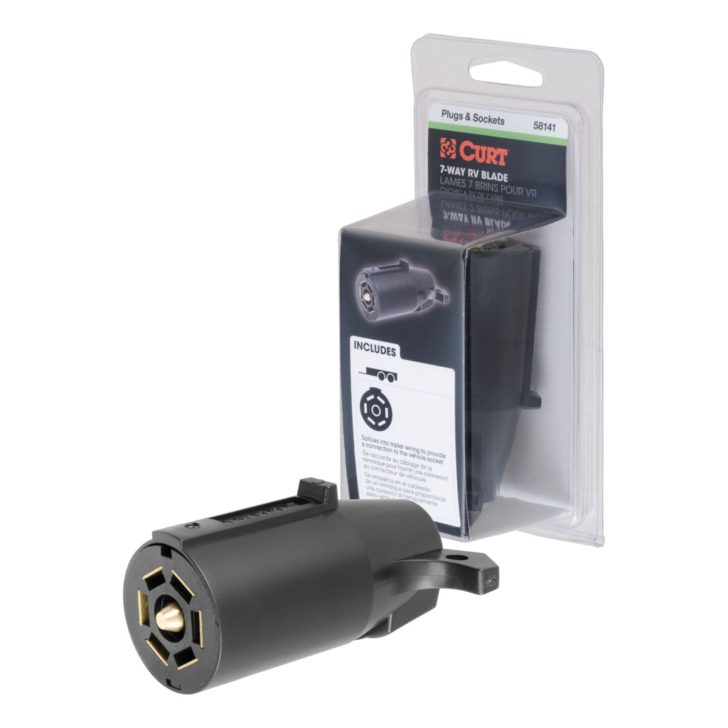 7-Way RV Blade Connector Plug (Trailer Side Black Plastic Packaged)