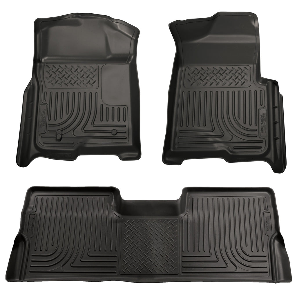 Husky Liners 98381 | Husky Liners Front & 2nd Seat Floor Liners (Footwell Coverage), Fits 08-10 FORD SD CREW CAB W/O MANUAL 4X4 TRANSFER CASE WEATHERBEATER FRONT & 2ND SEAT FLR LNR 3PC BLACK