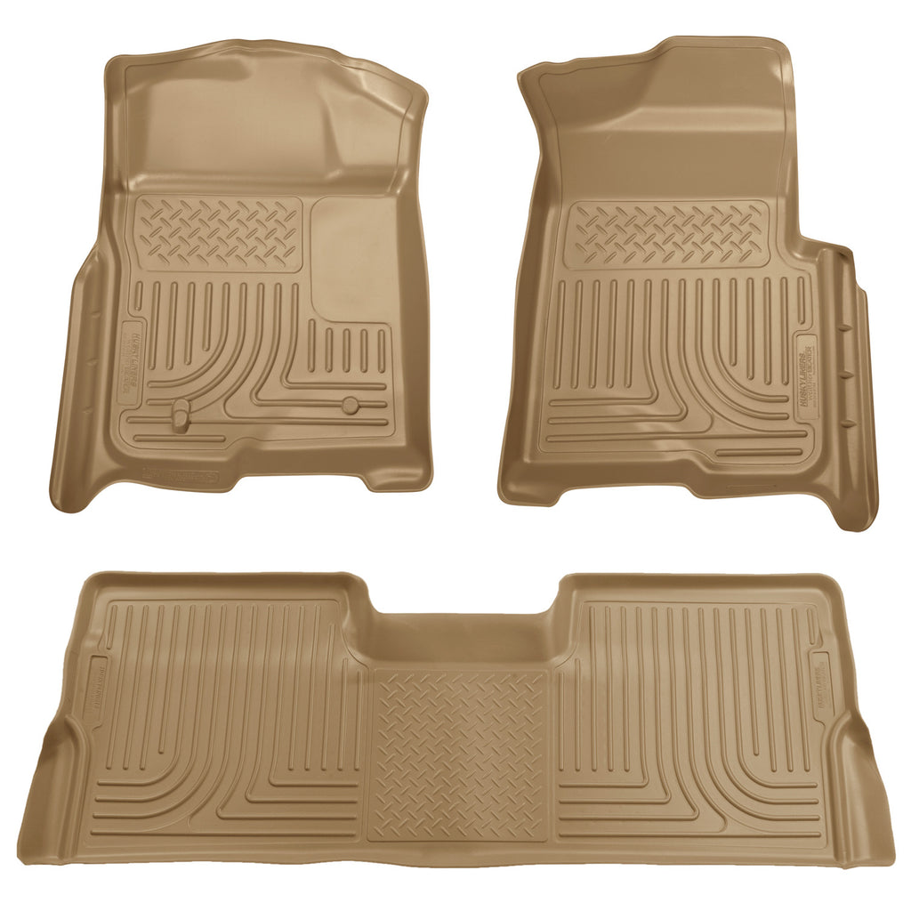 Husky Liners 98383 | Husky Liners Front & 2nd Seat Floor Liners (Footwell Coverage), Fits 08-10 FORD SD CREW CAB W/O MANUAL 4X4 TRANSFER CASE WEATHERBEATER FRONT & 2ND SEAT FLR LNR 3PC TAN
