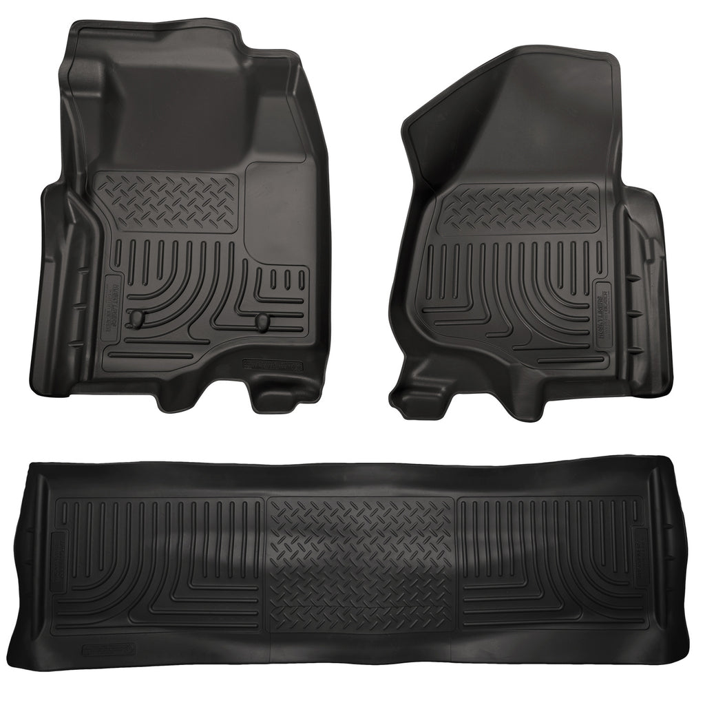 Husky Liners 98711 | Husky Liners Front & 2nd Seat Floor Liners (Footwell Coverage), Fits 11-12 F250/F350/F450 FORD HD SUPER DUTY CREW CAB W/O MANUAL TRANSFER CASE FRONT/2ND SEAT LINERS BLAC